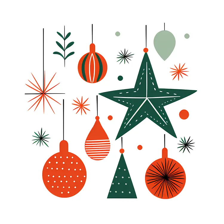 Christmas Decorations with Baubles and Stars
