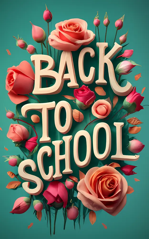 Elegant Back to School Text with Roses