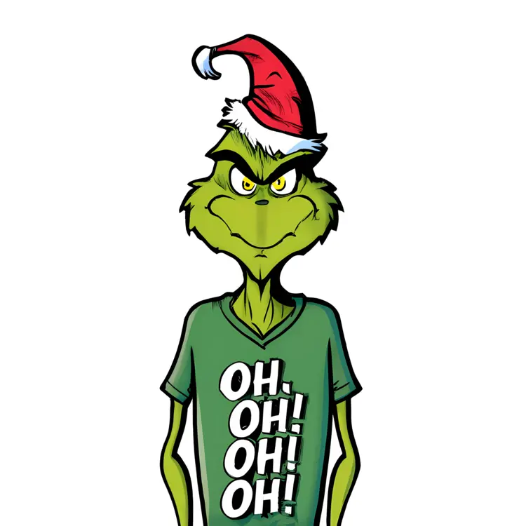 Green Grinch with 'OH! OH! OH!' Shirt