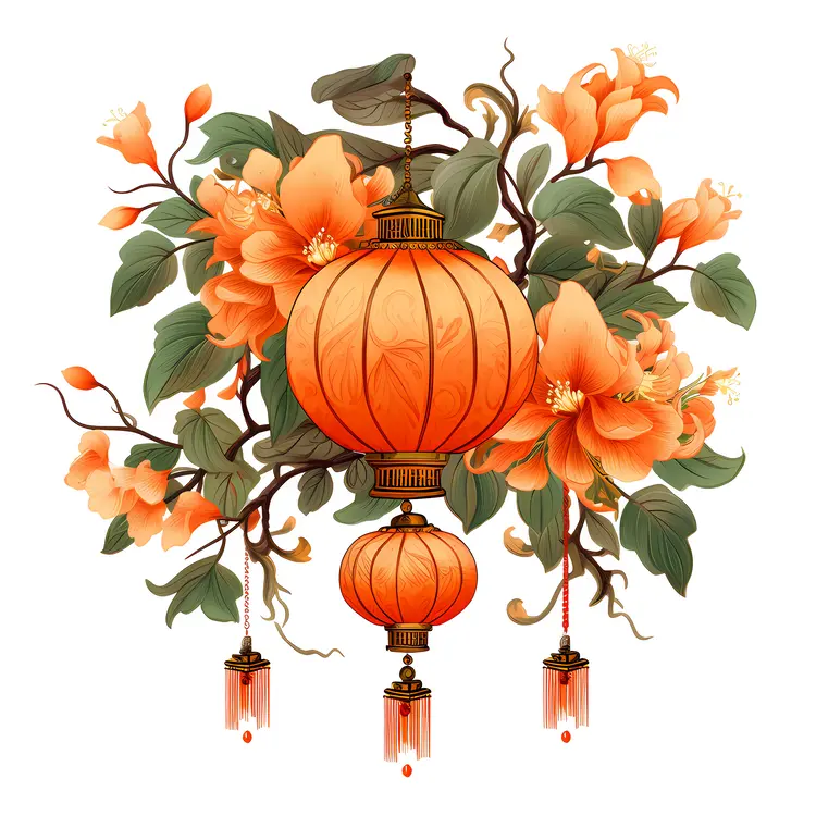Traditional Lantern with Flowers
