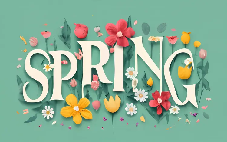Spring Typography with Flowers