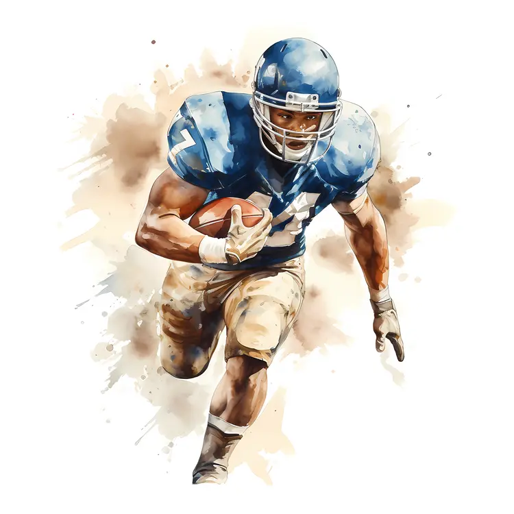 Football Player in Blue Uniform
