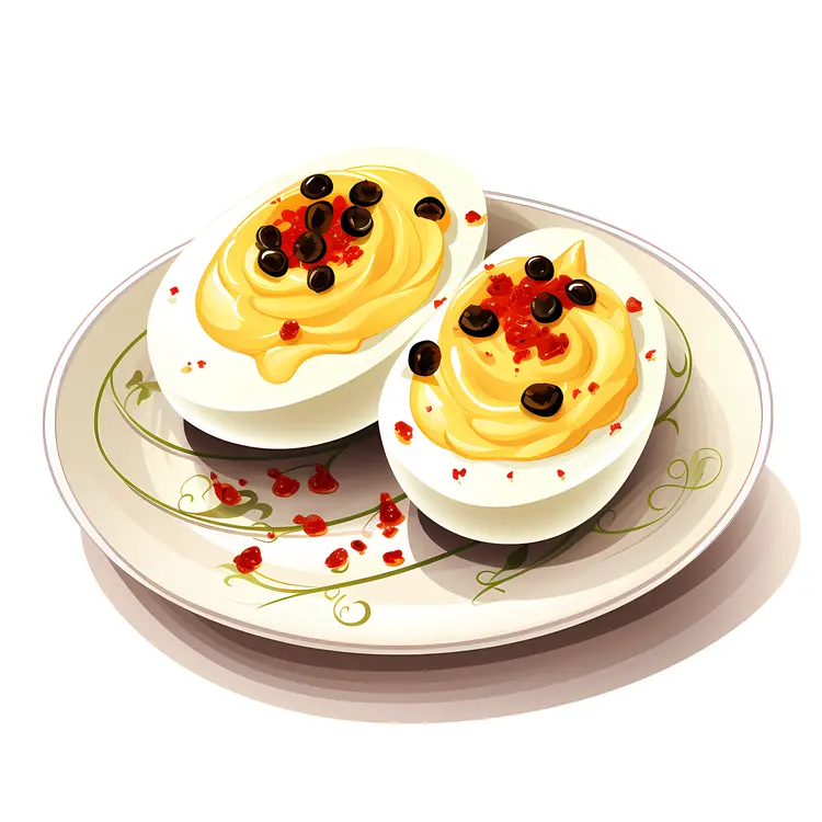 Deviled Eggs with Black Olive Garnish