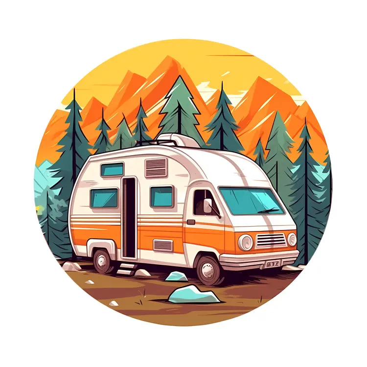 Camper Van in Scenic Mountain Forest