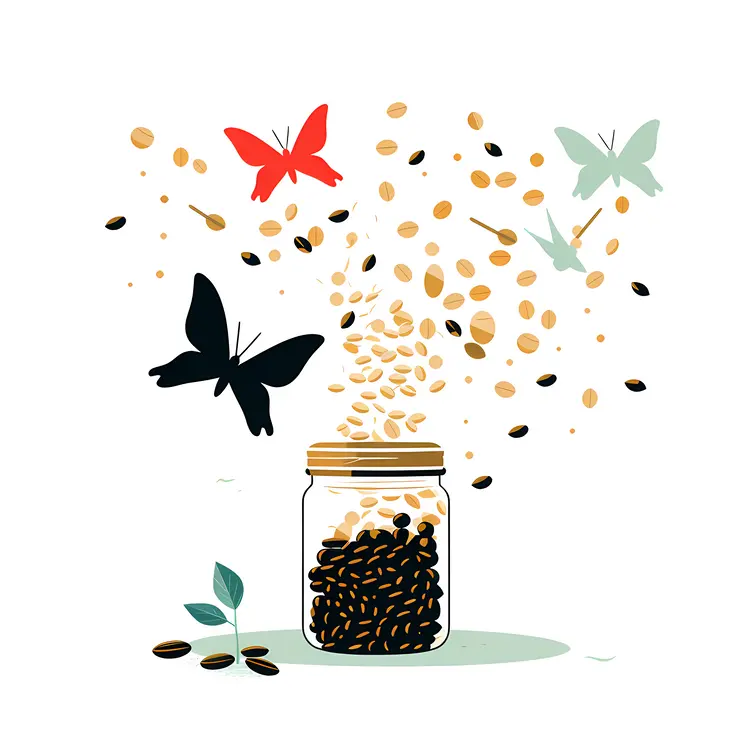 Jar of Seeds with Butterflies