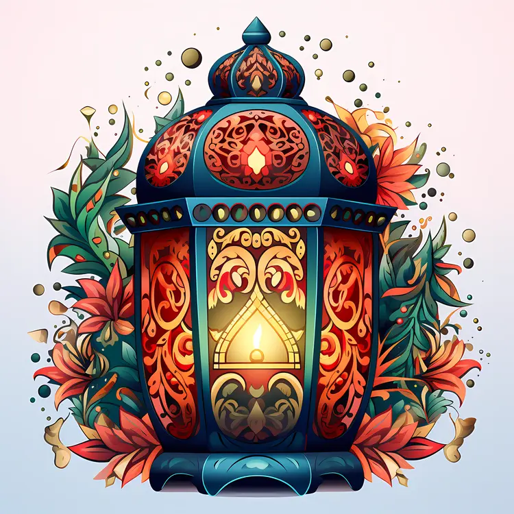 Colorful Lantern with Floral Decoration