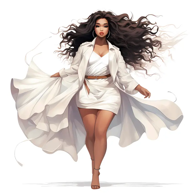 Stylish Woman in White Outfit