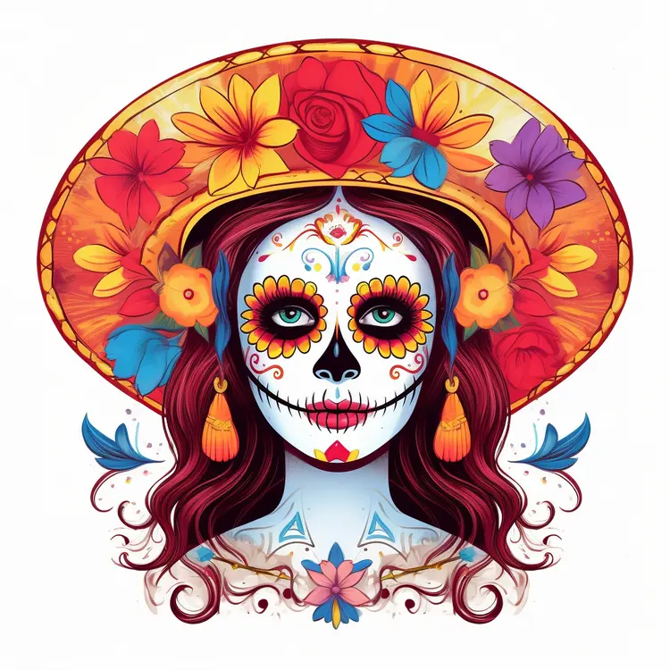 Colorful Sugar Skull for Day of the Dead Celebration
