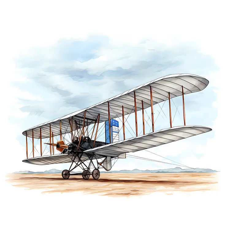 Historical Biplane Illustration