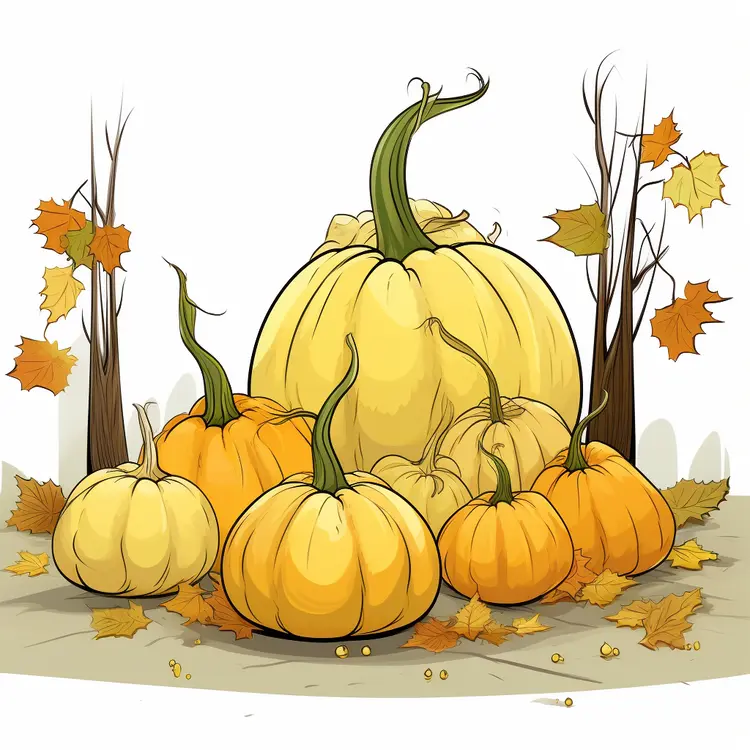 Pumpkins in Autumn Setting
