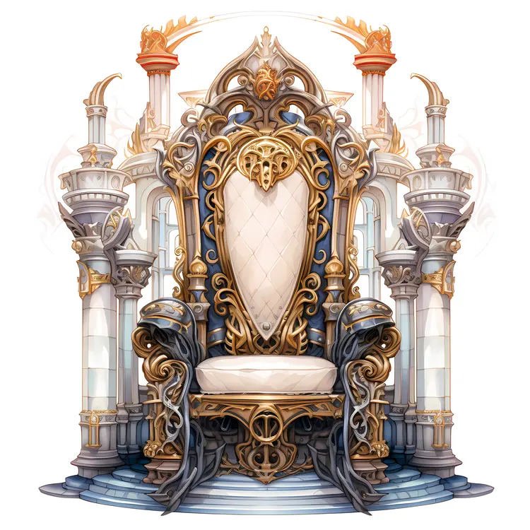 Elegant White Throne with Gold Detailing