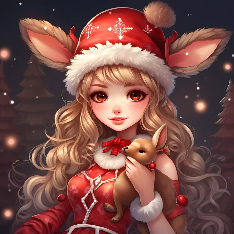 Woman in Reindeer Costume