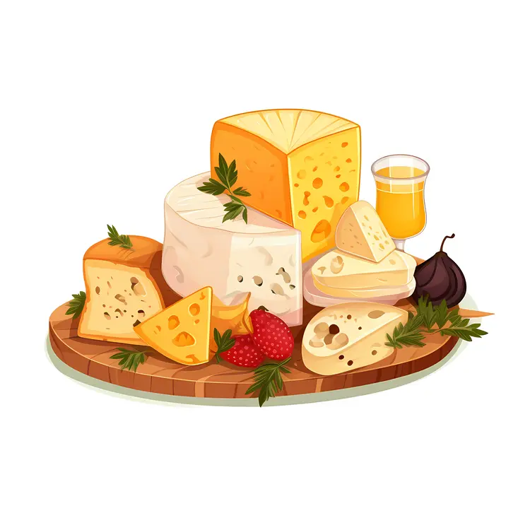Cheese Platter with Fruits and Drink