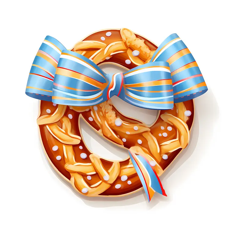 Pretzel with Blue Ribbon for Oktoberfest Celebration