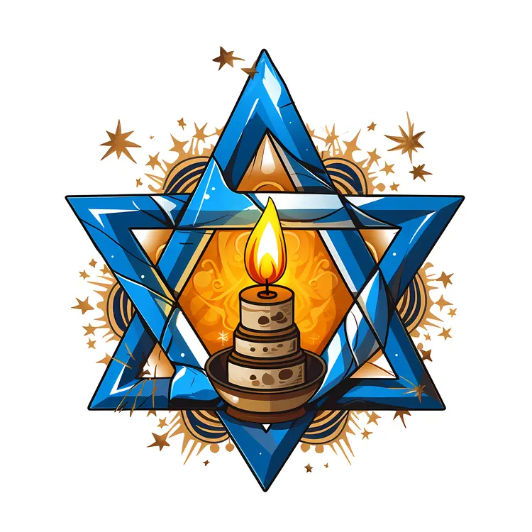 Blue Star with Candle and Decorative Background