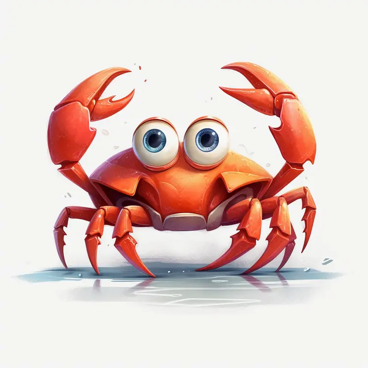 Cute Cartoon Crab on the Beach