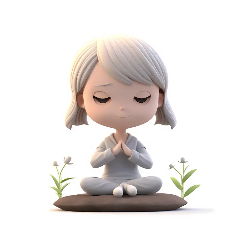 Peaceful Meditating Girl Illustration