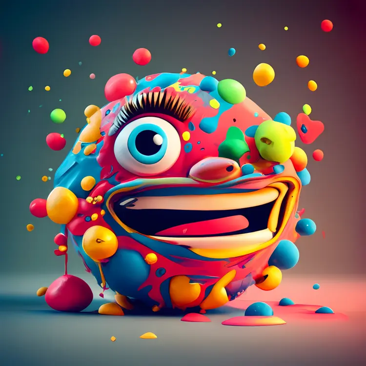 Colorful Cartoon Face with Splashes