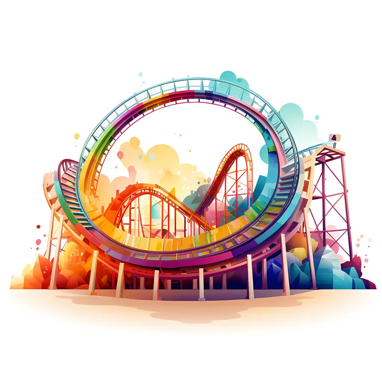 Rainbow Roller Coaster Illustration