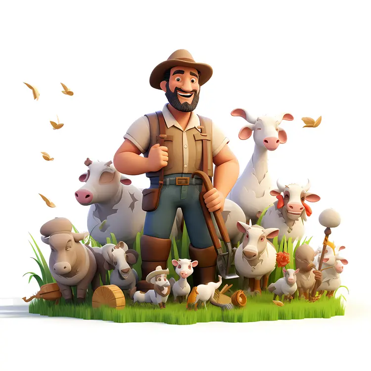 Farmer with Farm Animals