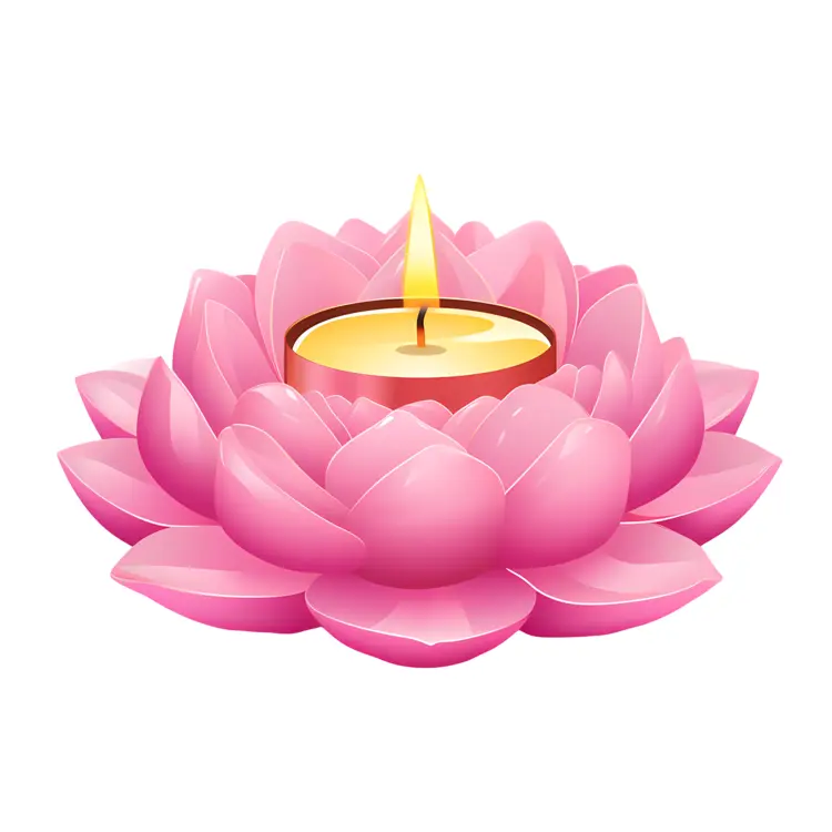 Pink Lotus Candle with Flame