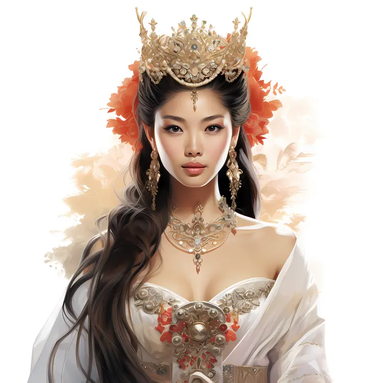 Young Woman in Ornate Headpiece with Jewelry