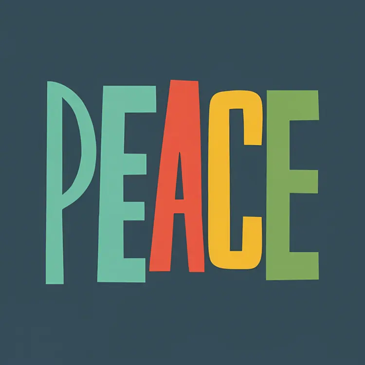 Colorful Peace Text with Simple Design