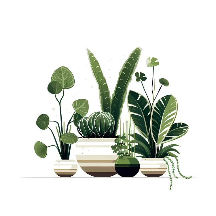 Minimalist Green Potted Plants