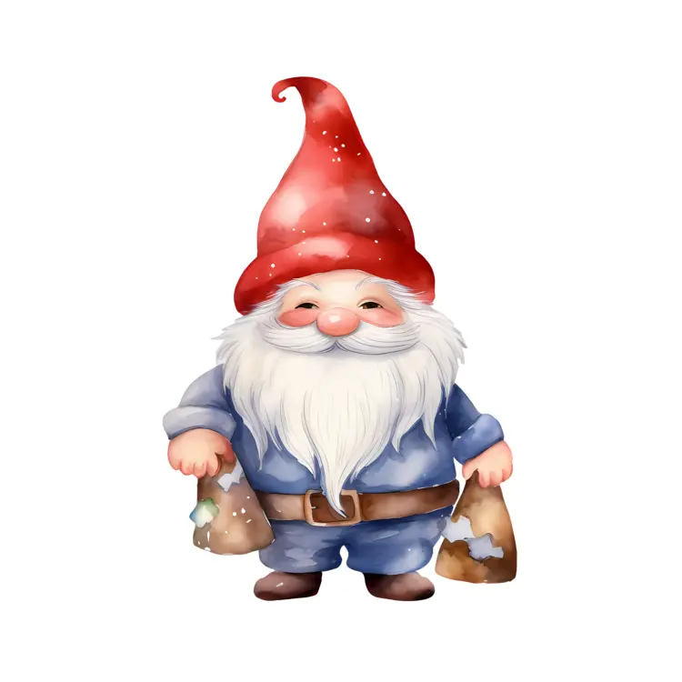 Gnome with Red Hat and Bags