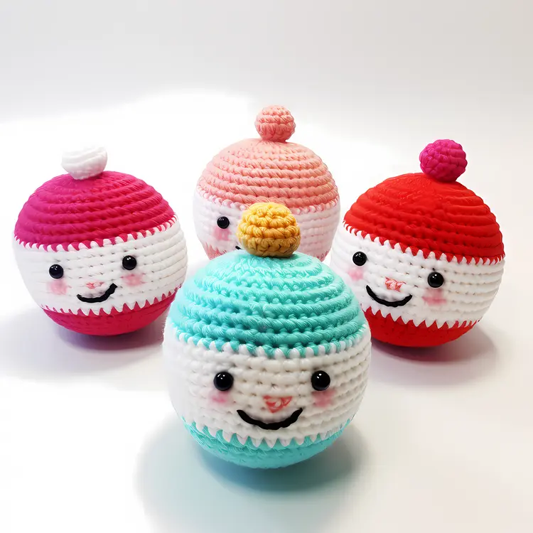 Adorable Crochet Christmas Ornaments with Happy Faces