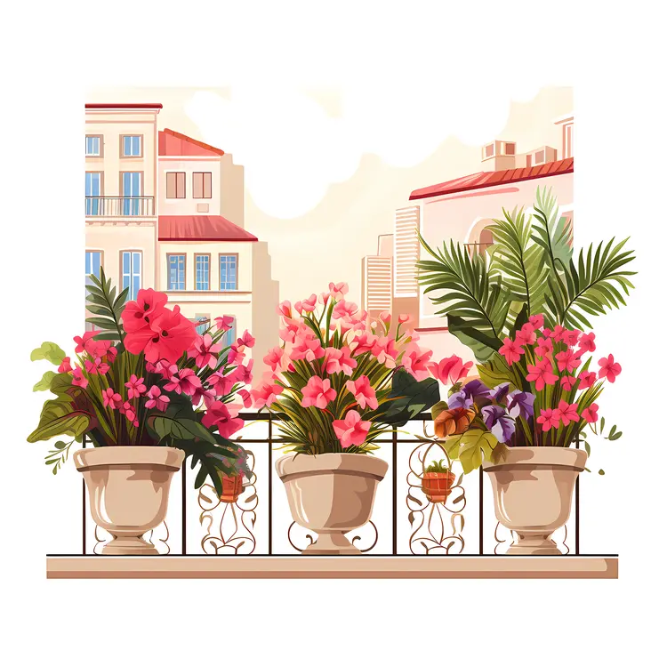 Balcony with Vibrant Flowers