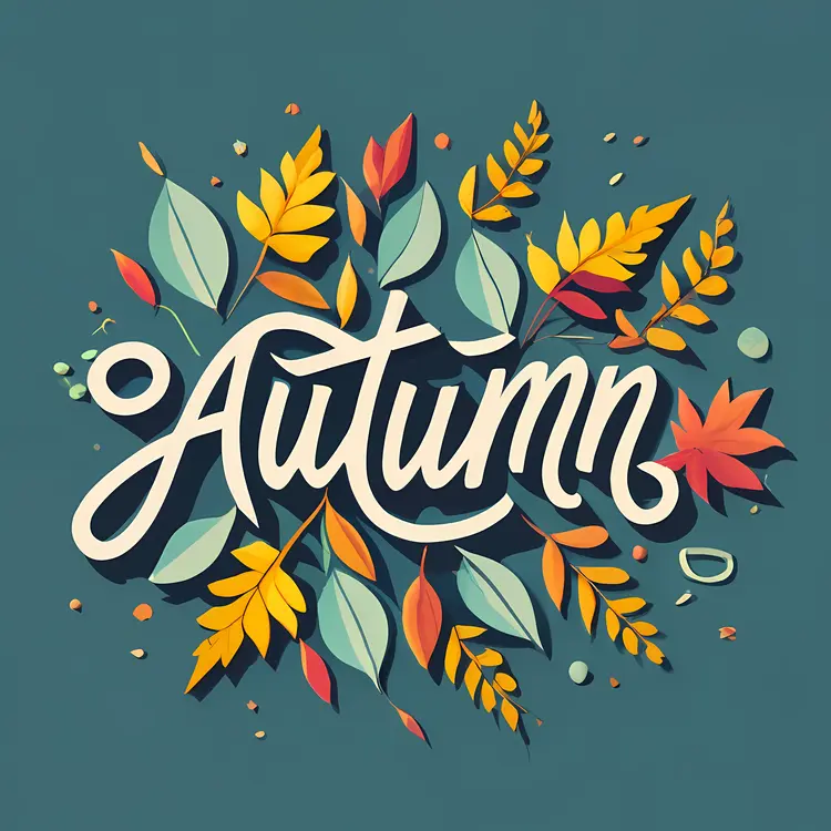 Autumn Text with Leaves