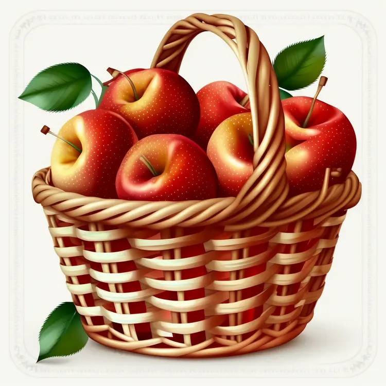 Fresh Apples in a Wicker Basket