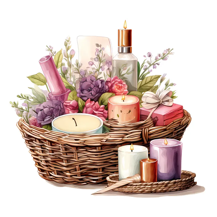 Candle and Flower Basket for Relaxation