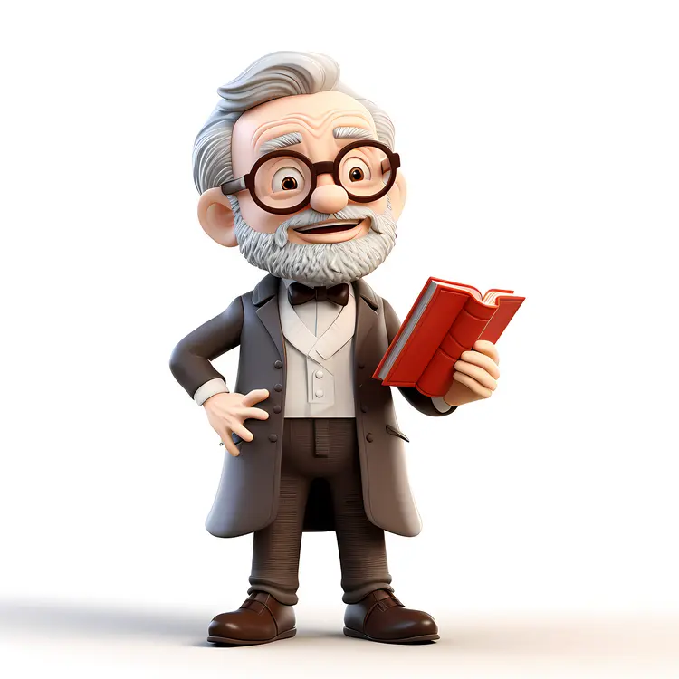 Cartoon Professor with a Book