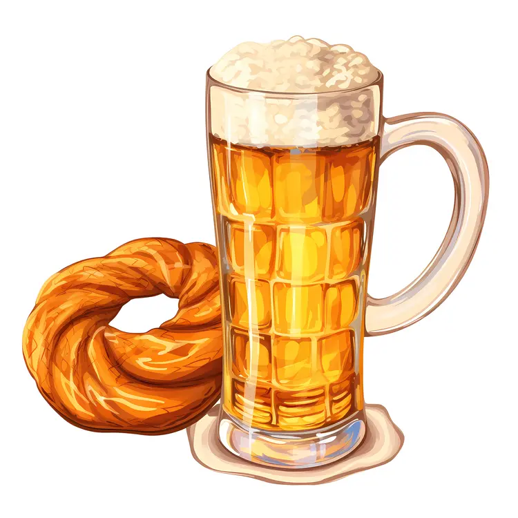 Beer and Pretzel Illustration for Oktoberfest Celebration