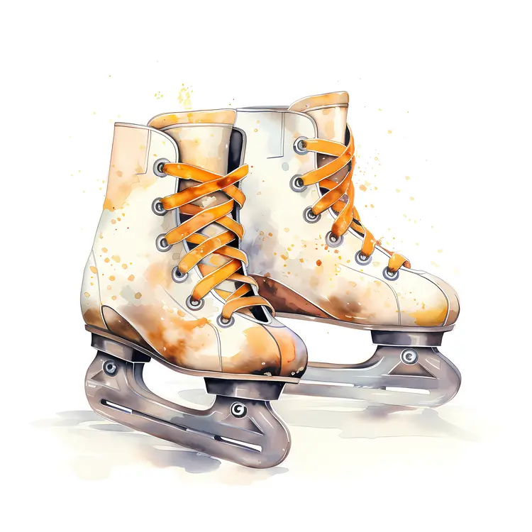Orange Ice Skates with Splashes