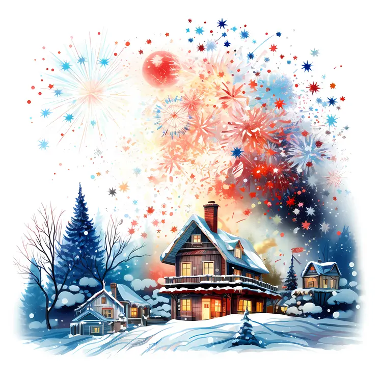 House with fireworks