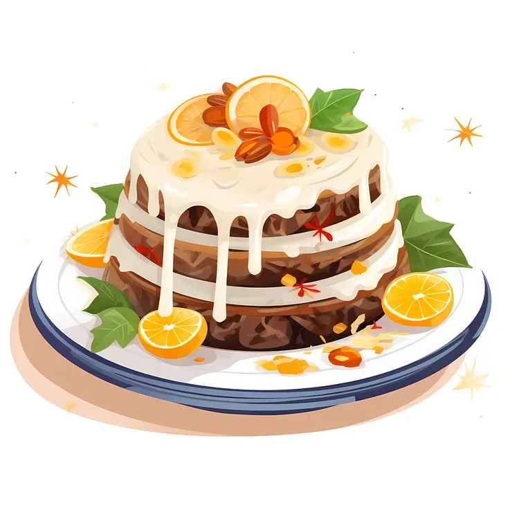 Delicious Cake with Frosting and Fruit