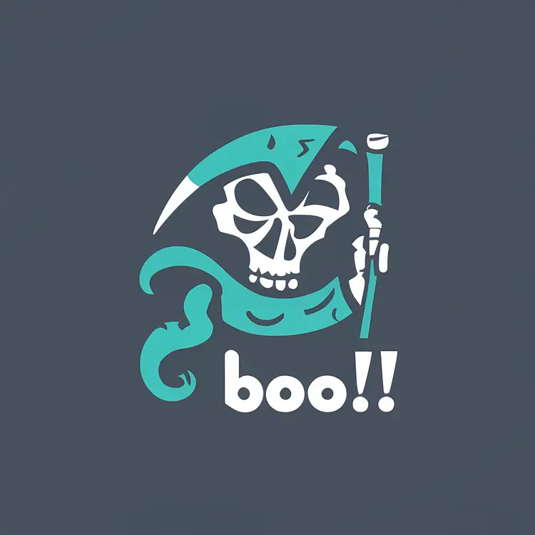 Grim Reaper Skull with Boo Text
