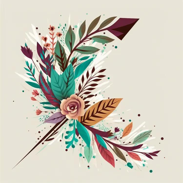 Beautiful Floral Design with Leaves and Petals
