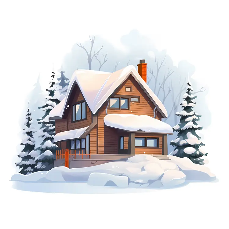 Snowy Winter House