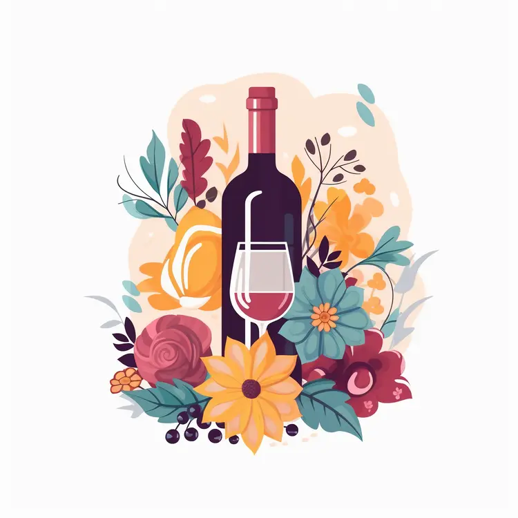 Elegant Wine Bottle with Floral Arrangement
