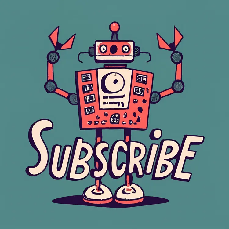 Red Robot with Subscribe Text