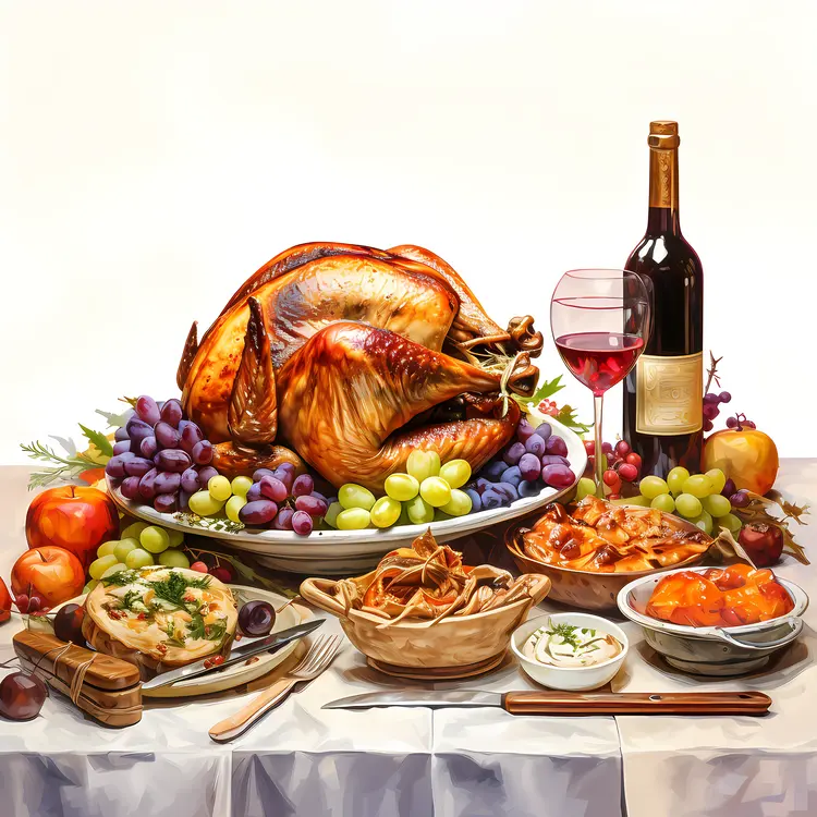 Roasted Turkey with Grapes and Wine