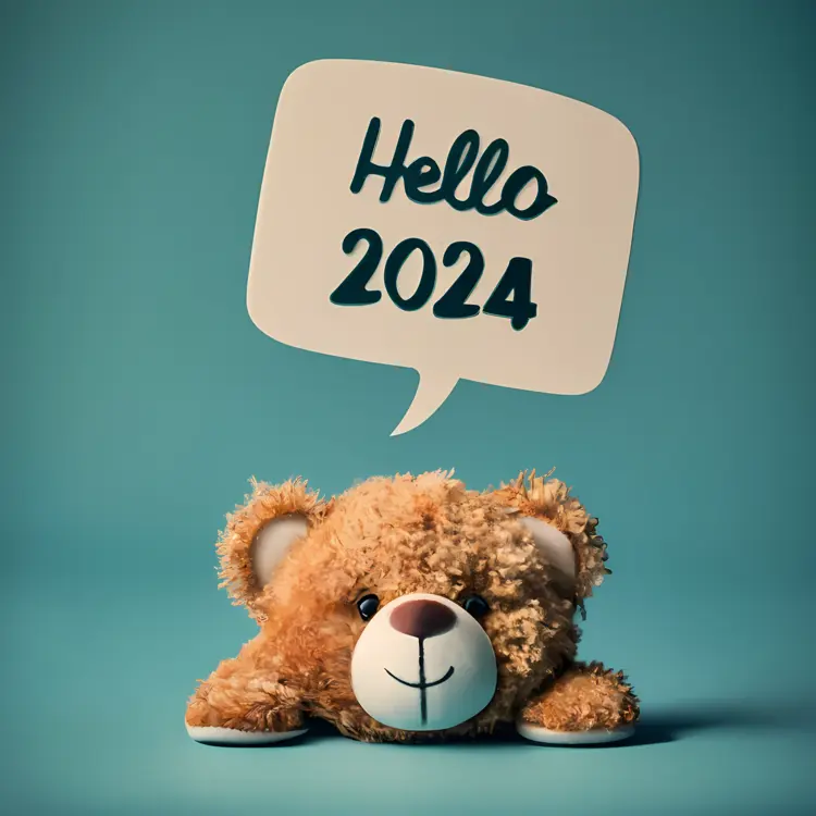Hello 2024 with a Cute Teddy Bear