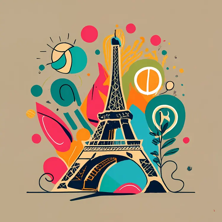 Colorful Eiffel Tower Illustration