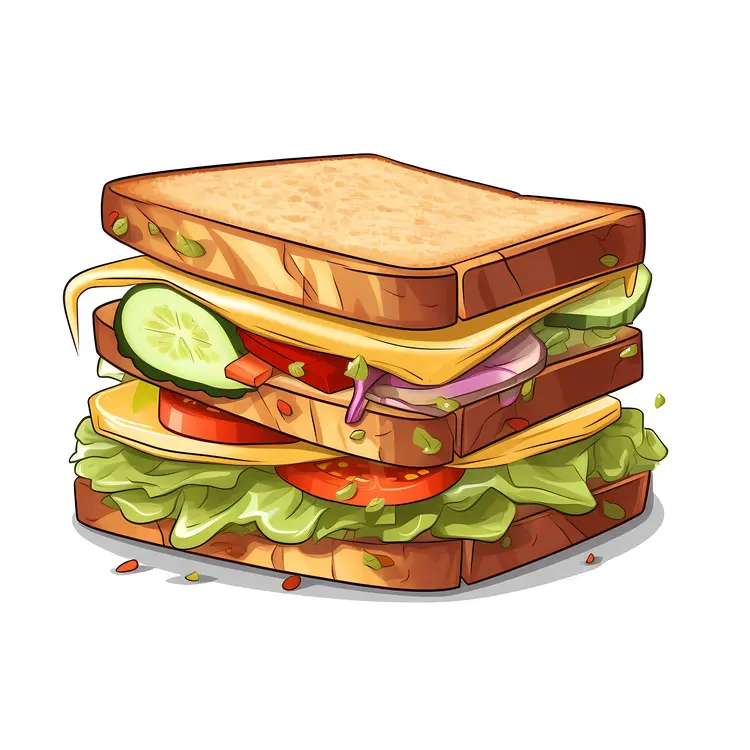 Delicious Layered Sandwich with Fresh Vegetables