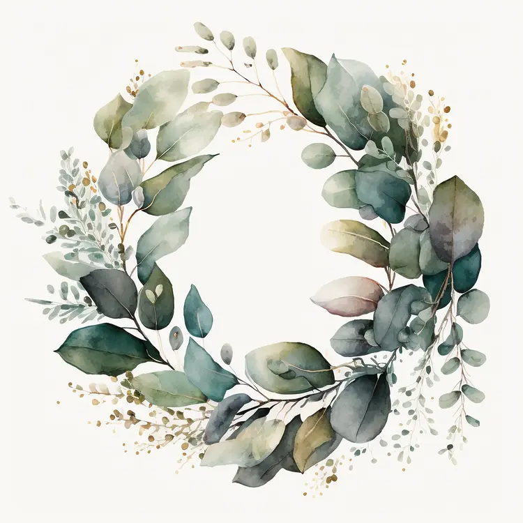 Watercolor Greenery Wreath Illustration