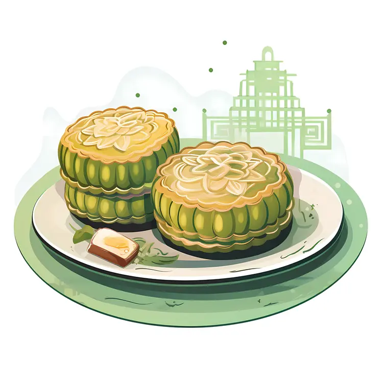 Green Mooncakes for Mid-Autumn Festival Celebration